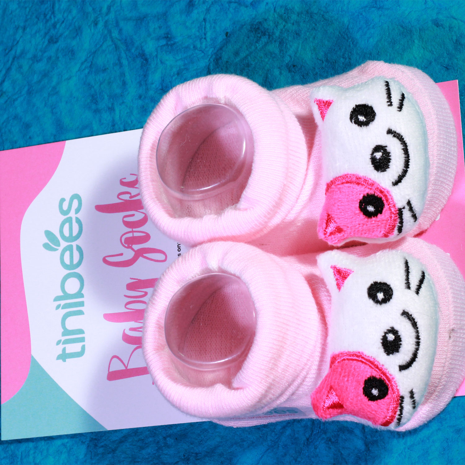 Pink Teddy Bear Small Puff Baby Socks For - Boy and Girl