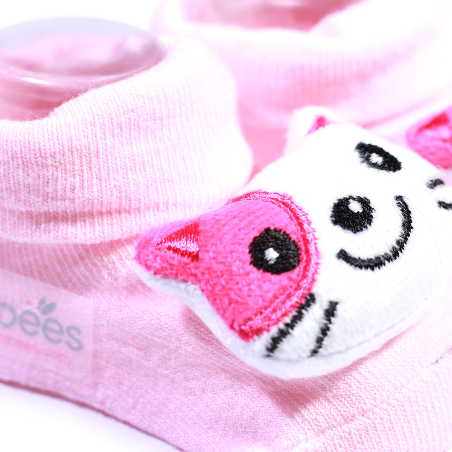 Pink Teddy Bear Small Puff Baby Socks For - Boy and Girl