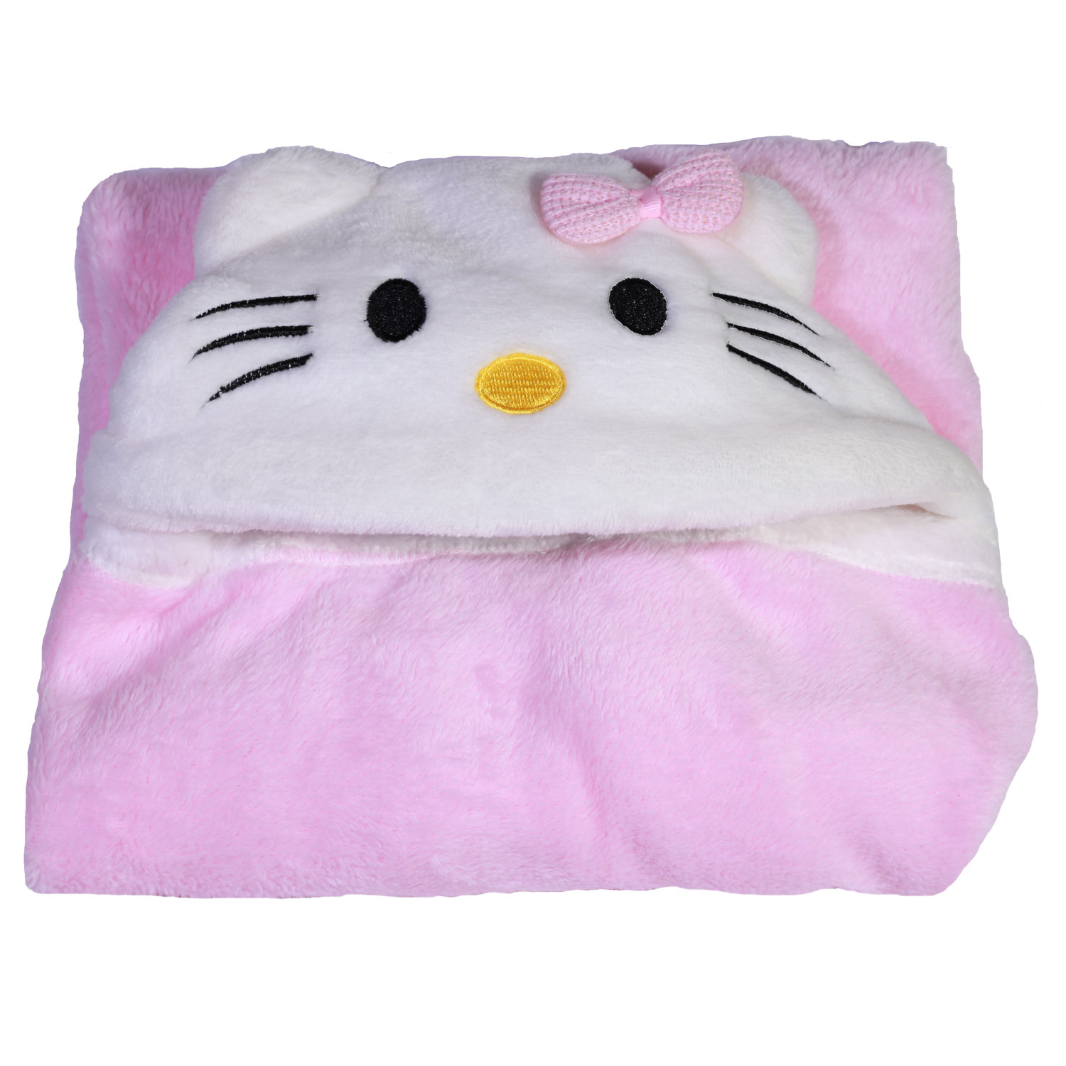 Tinibees Hooded Blanket For Baby Pink Hello Kitty Face
