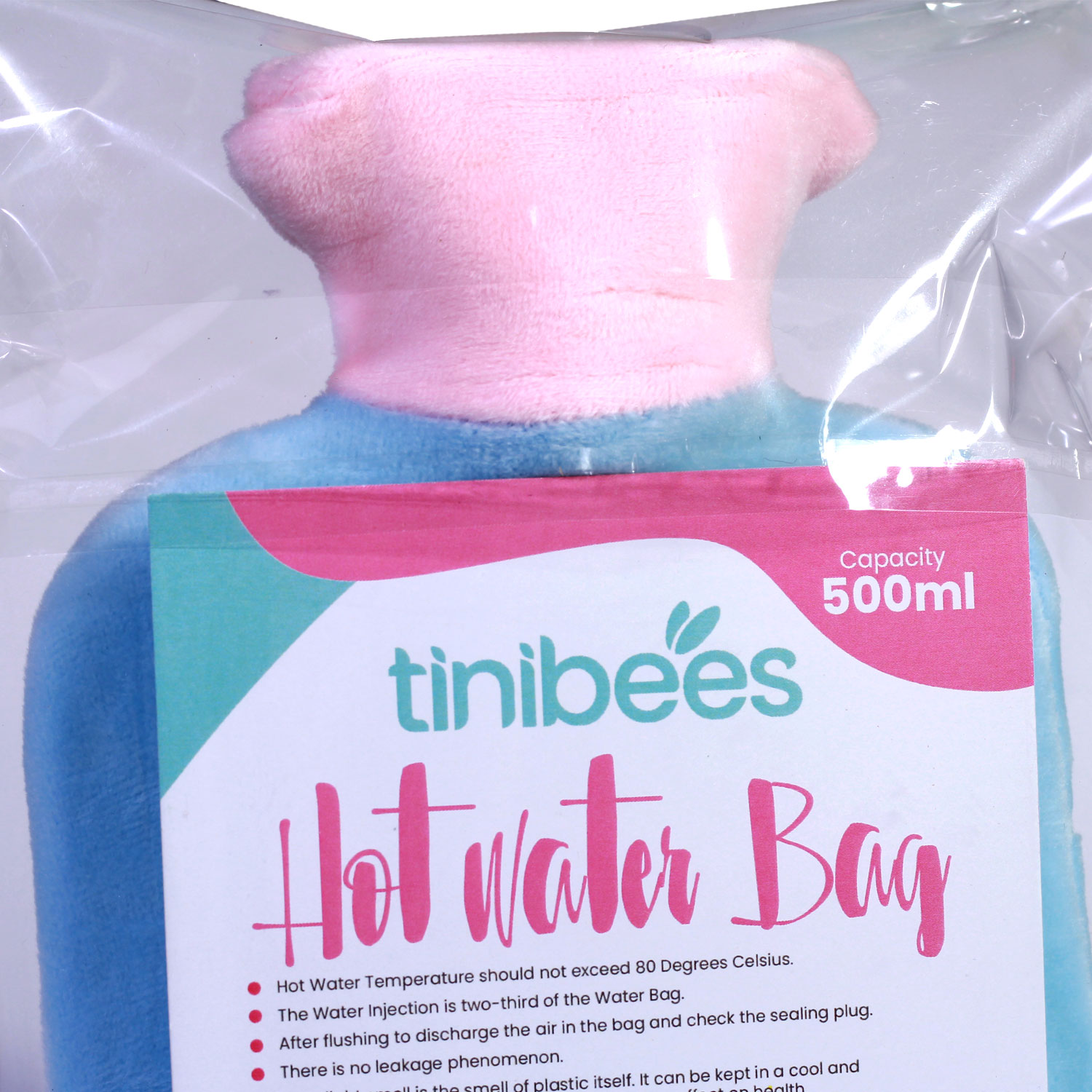 Tinibees  baby hot water bag - with a fleece cover and compact size