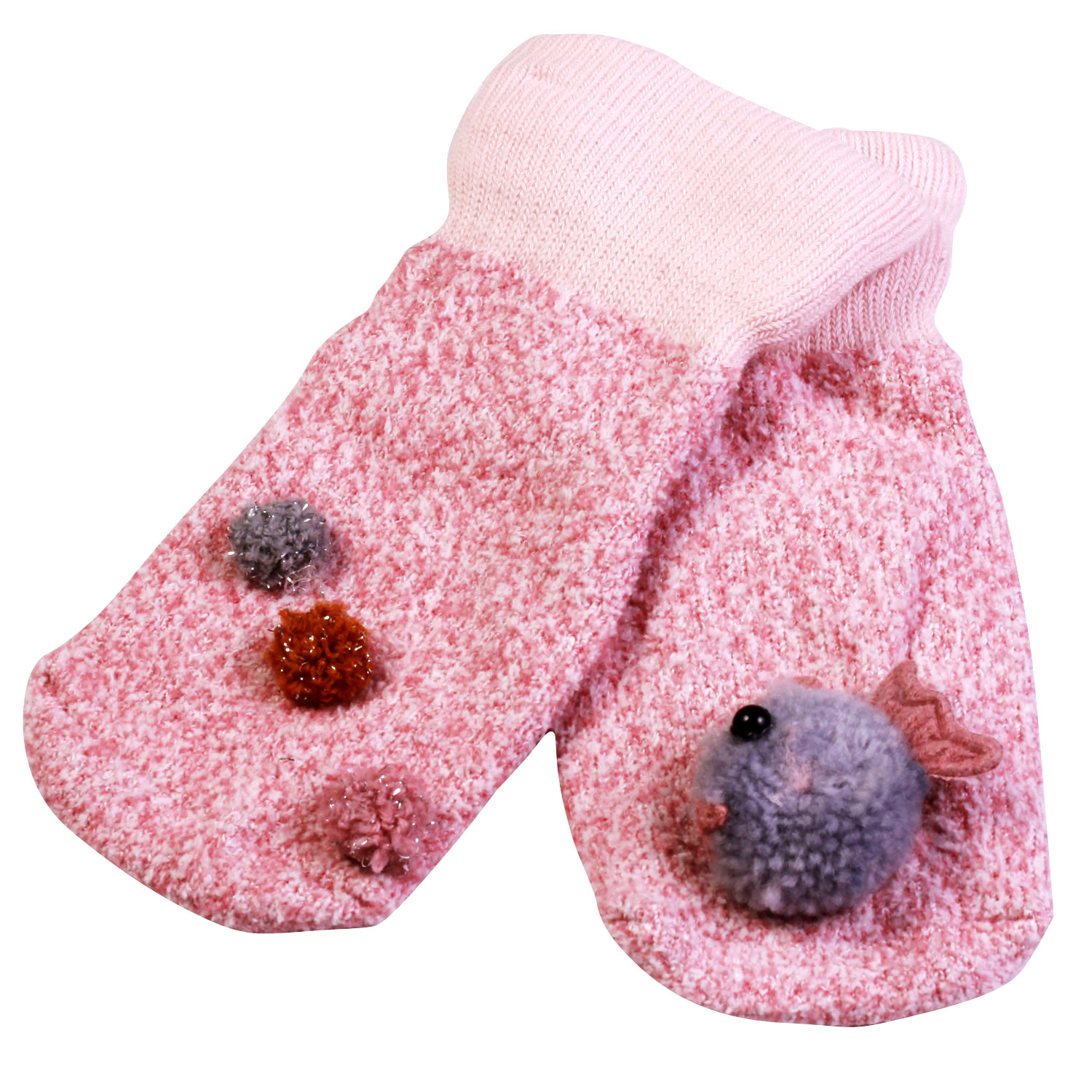 Tinibees Pink Coloured Woolen High-Ankle Baby Socks with Broad Elastic Band  and Cute Designs (Pack of 1 Pair)